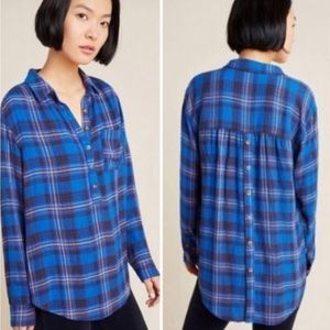 Anthropologie Isadora Plaid Button-Back Tunic | M